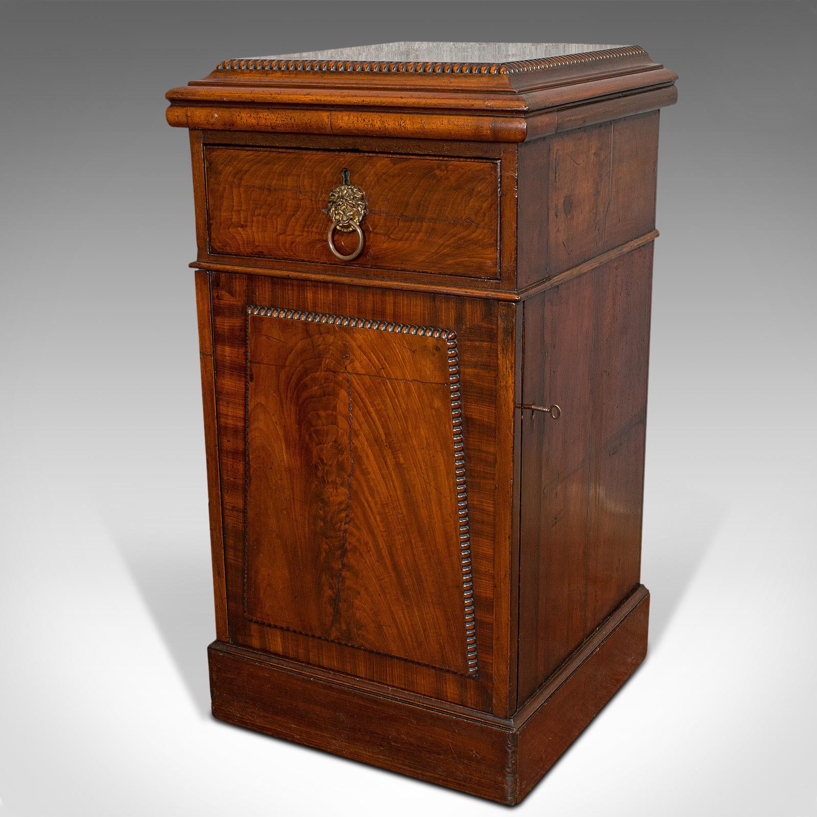British Tall Antique Side Cabinet, English, Mahogany, Bedside, Nightstand, Regency, 1820
