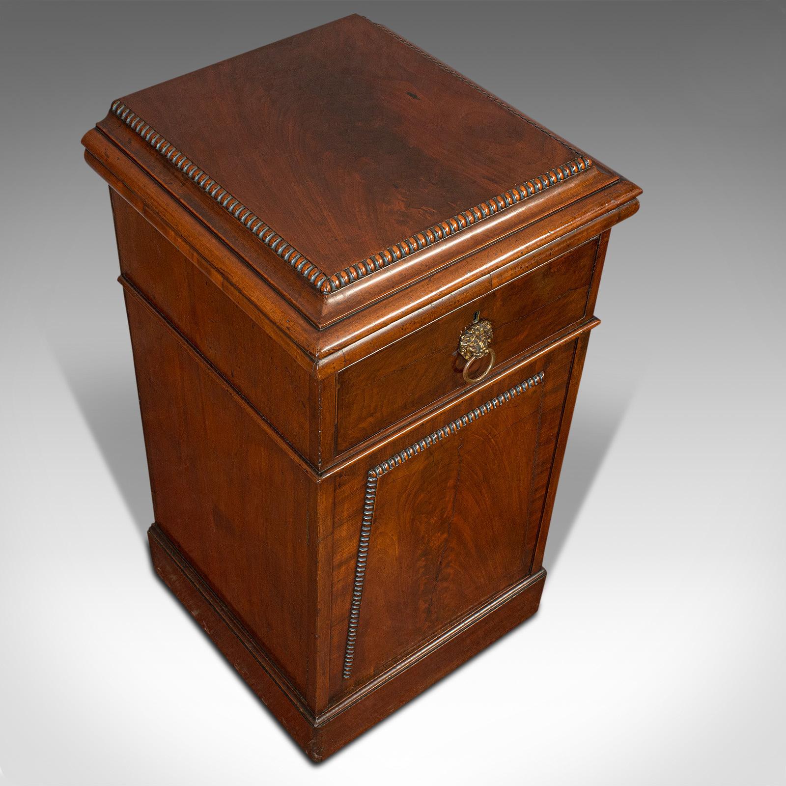 Tall Antique Side Cabinet, English, Mahogany, Bedside, Nightstand, Regency, 1820 2