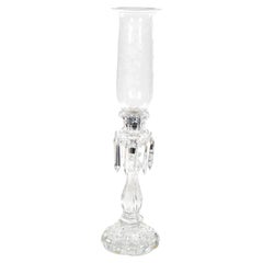 Tall Antique Signed Saint-Louis Cut Crystal Lustres Candlestick with Shade
