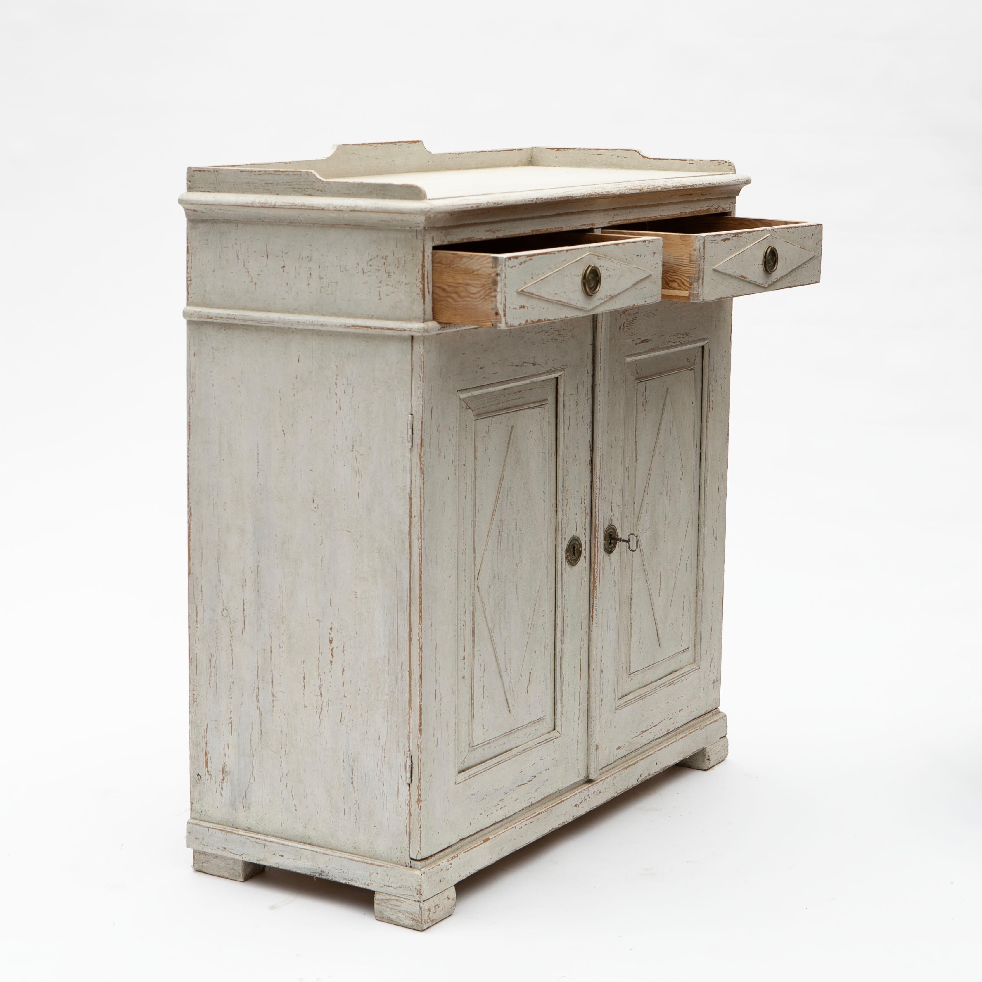 Painted Tall Antique Swedish Gustavian Style Sideboard, Ca. 1840