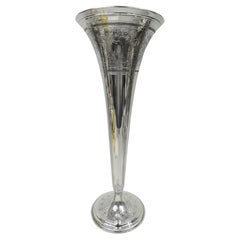 Tall Antique Tiffany Aesthetic Sterling Silver Trumpet Vase