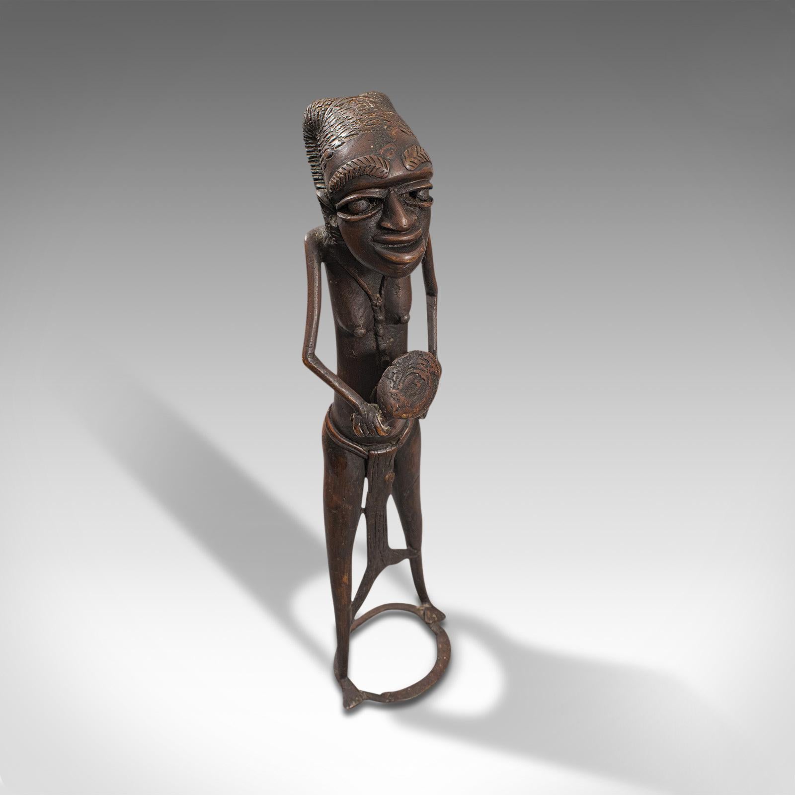 19th Century Tall Antique Tribal Figure, West African, Benin Kingdom, Female Statue For Sale