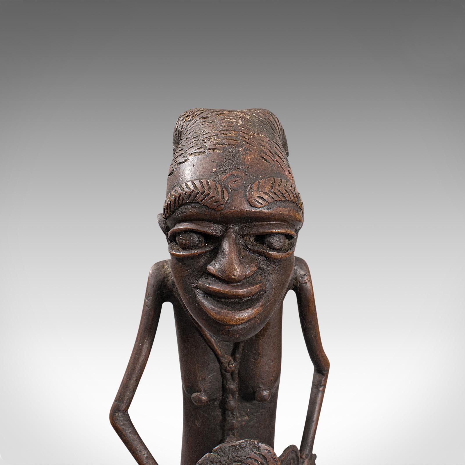 Bronze Tall Antique Tribal Figure, West African, Benin Kingdom, Female Statue For Sale