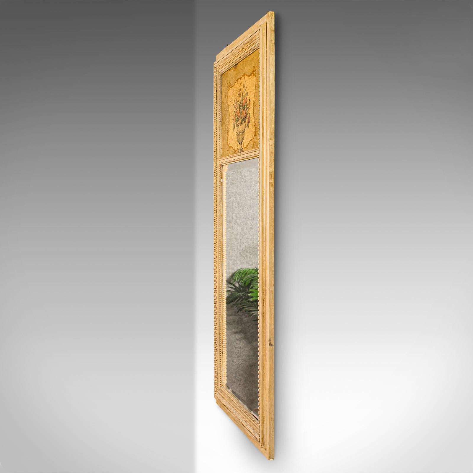 Late Victorian Tall Antique Trumeau Mirror, French, Provincial, Pier, Wall, Victorian, C.1900 For Sale