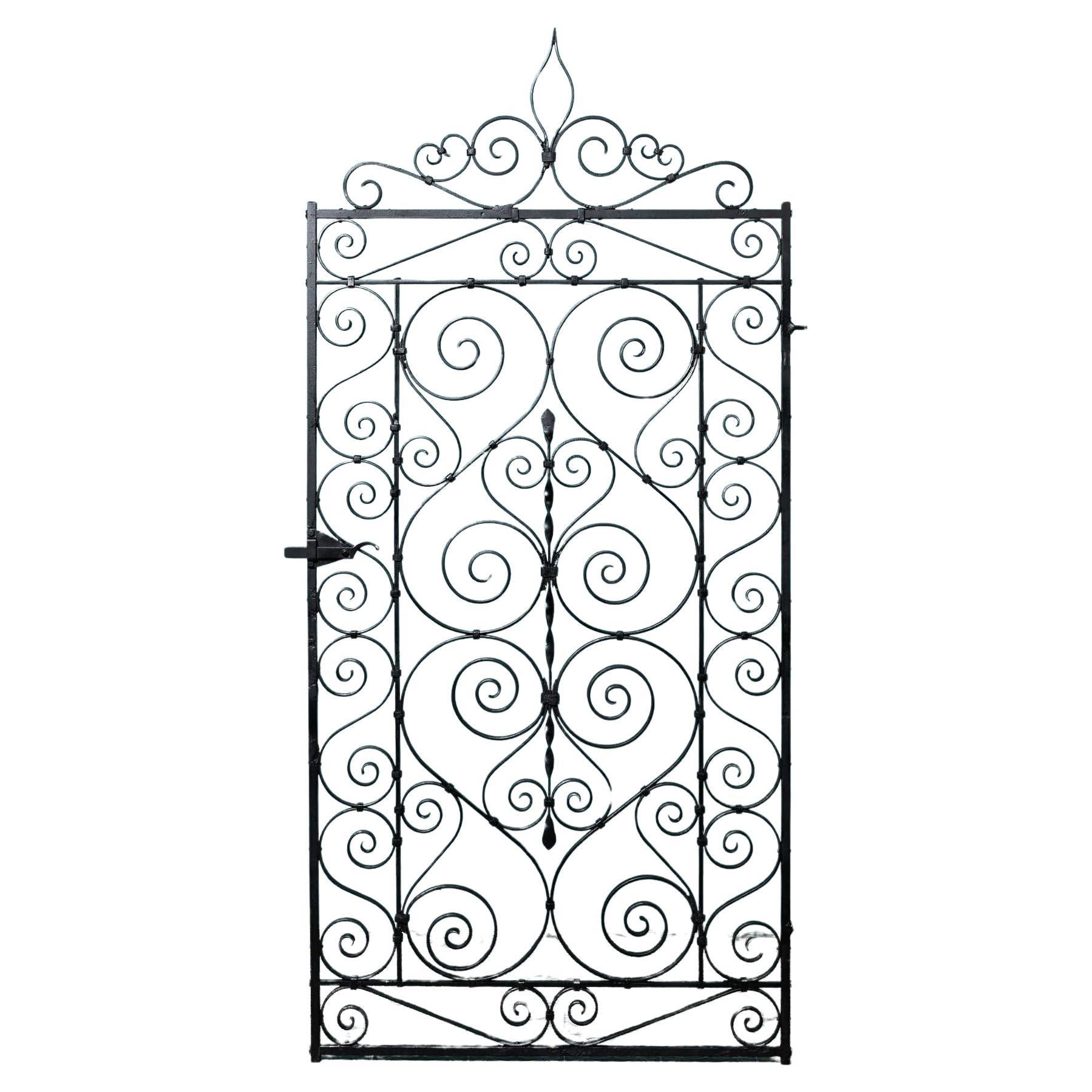 Tall Antique Victorian Wrought Iron Gate For Sale