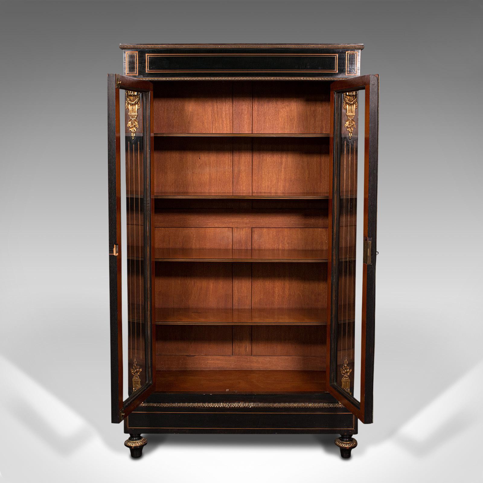 British Tall Antique Vitrine Cabinet, English, Display Case, Bookcase, Regency, C.1830