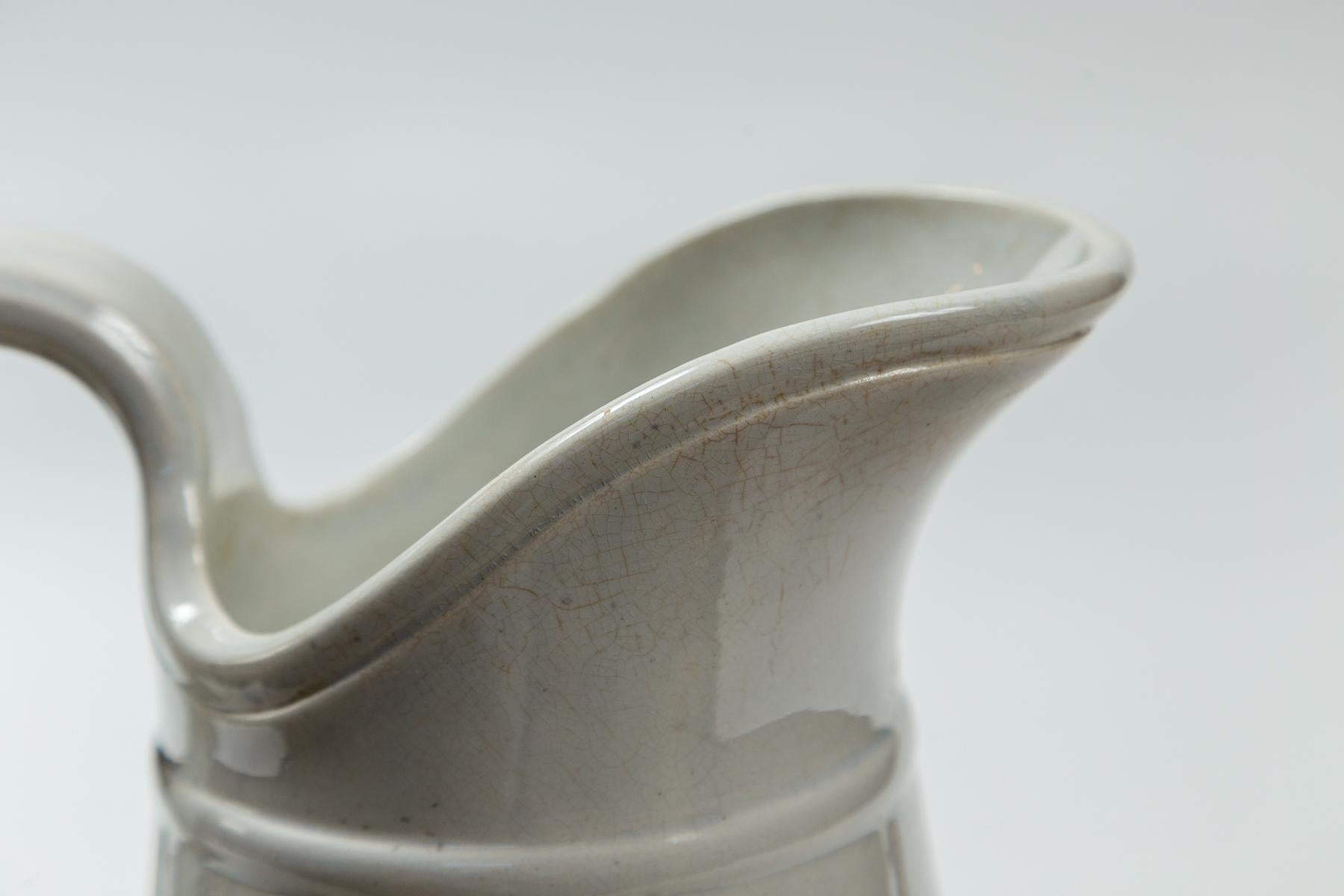 Cántaro alto antiguo de hierro blanco para leche, Bélgica, hacia 1890 4