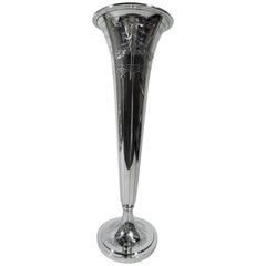 Tall Antique Whiting Edwardian Sterling Silver Trumpet Vase