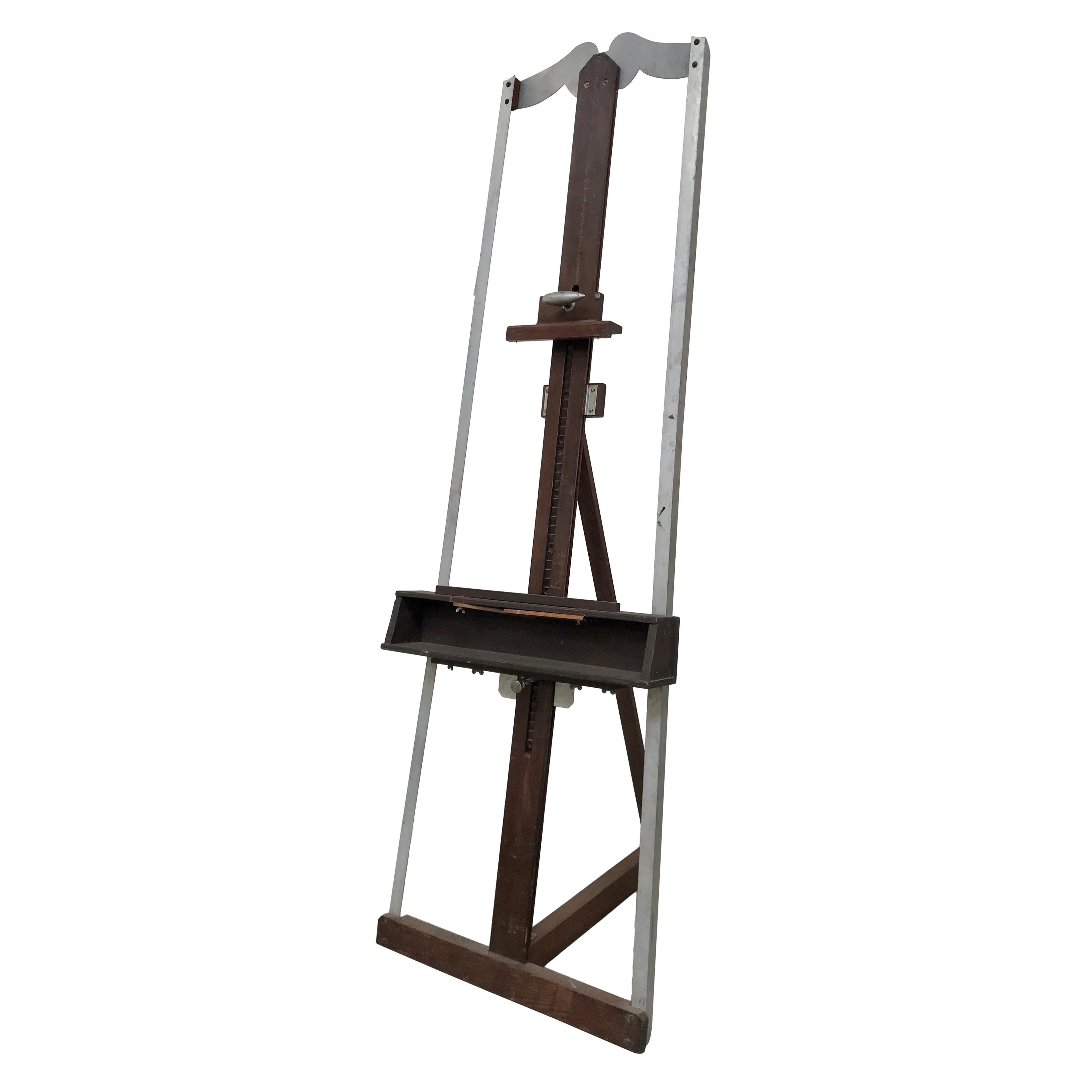 Large MidCentury Art School Wood Easel For Sale at 1stDibs