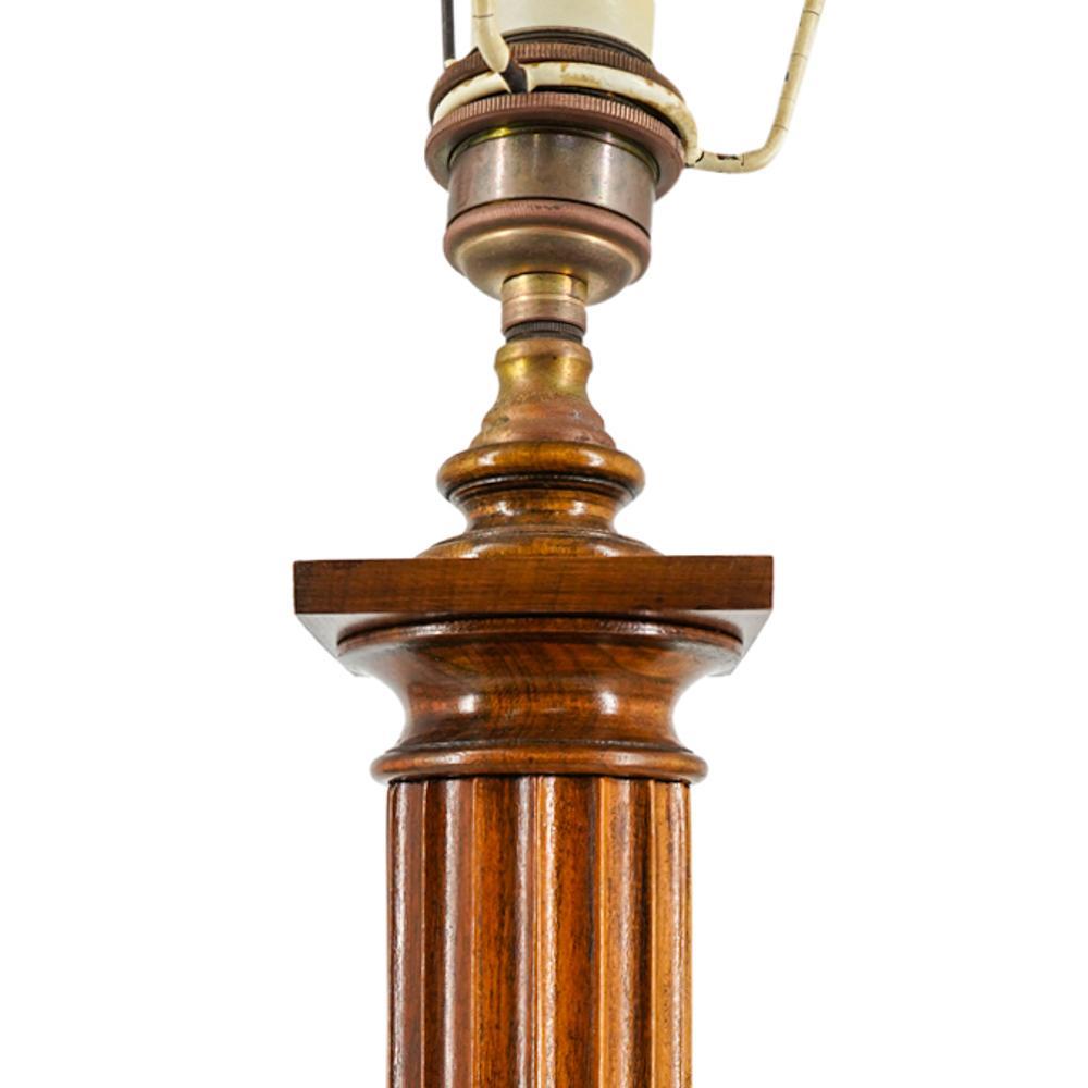 Anonymous
Early 20th century; North America
Wood

Approximate size: 30.5 (h) x 6.5 (w) x 6.5 (d)

A handsome desk lamp in the form of a fluted Roman column set upon a square ebonized wood base. A timeless, Classical design.

From the home of Tyen,