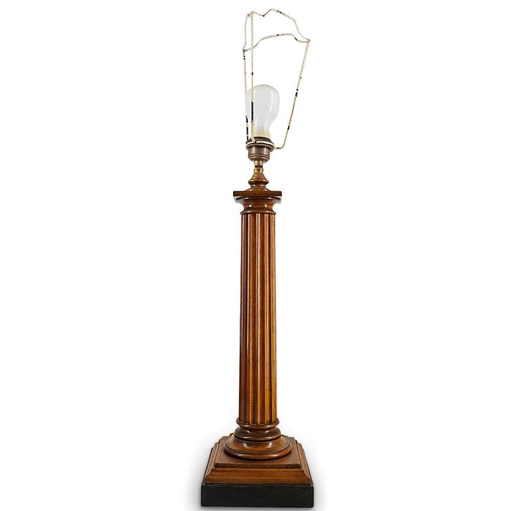 American Tall Antique Wooden Table Lamp in the form of a Classical Roman Column For Sale