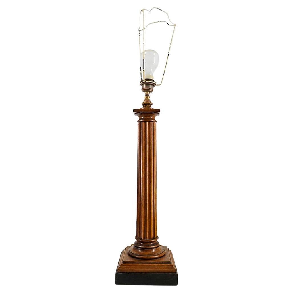Tall Antique Wooden Table Lamp in the form of a Classical Roman Column