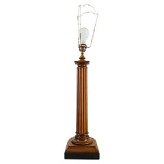 Tall Antique Wooden Table Lamp in the form of a Classical Roman Column