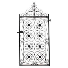 Tall Antique Wrought Iron Pedestrian Gate with Finial