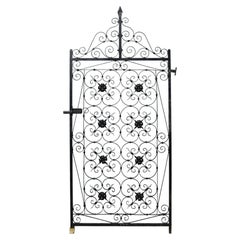 Tall Antique Wrought Iron Pedestrian Gate with Finial