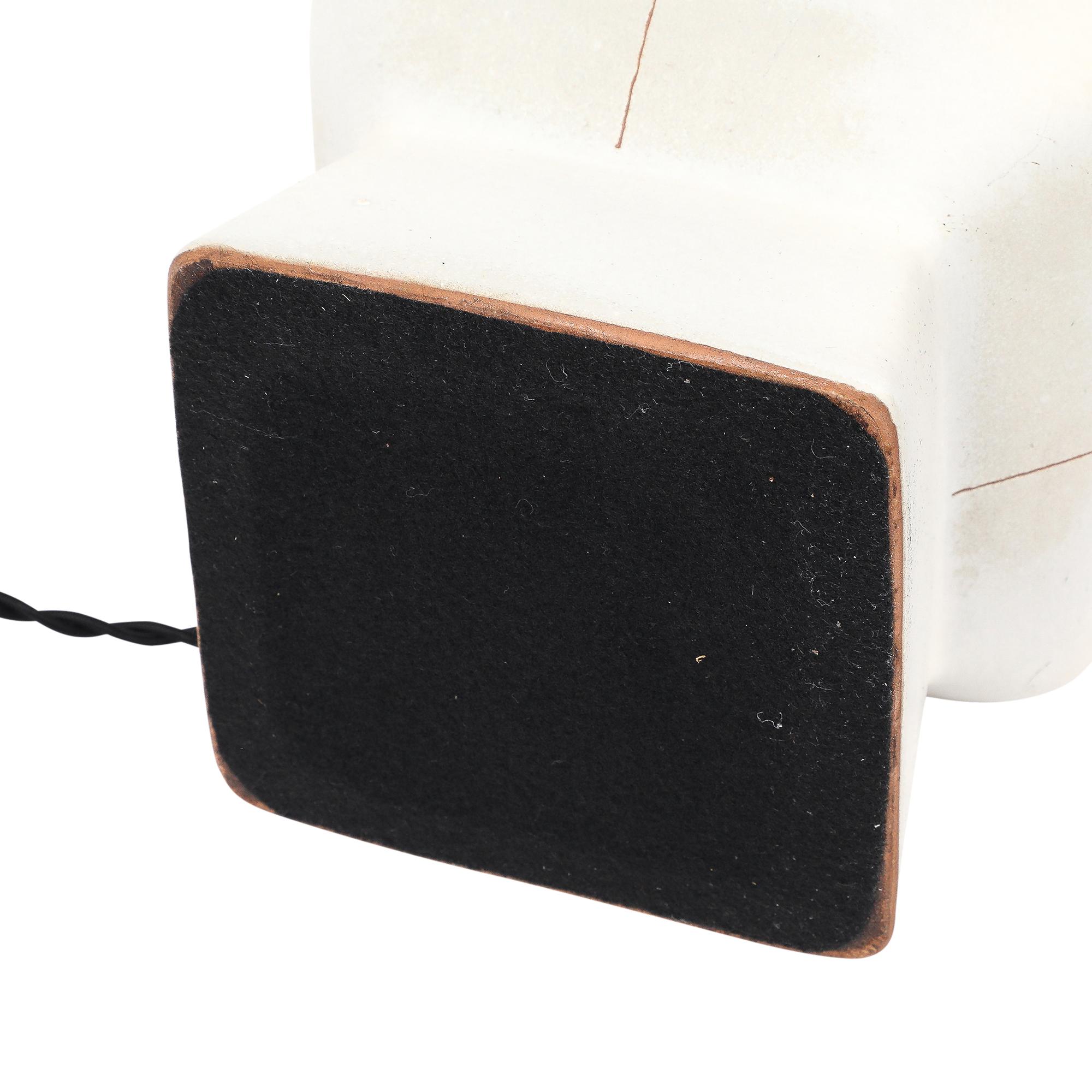 Tall Architectural Table Lamp, Ceramic, Incised, Abstract, Geometric For Sale 12