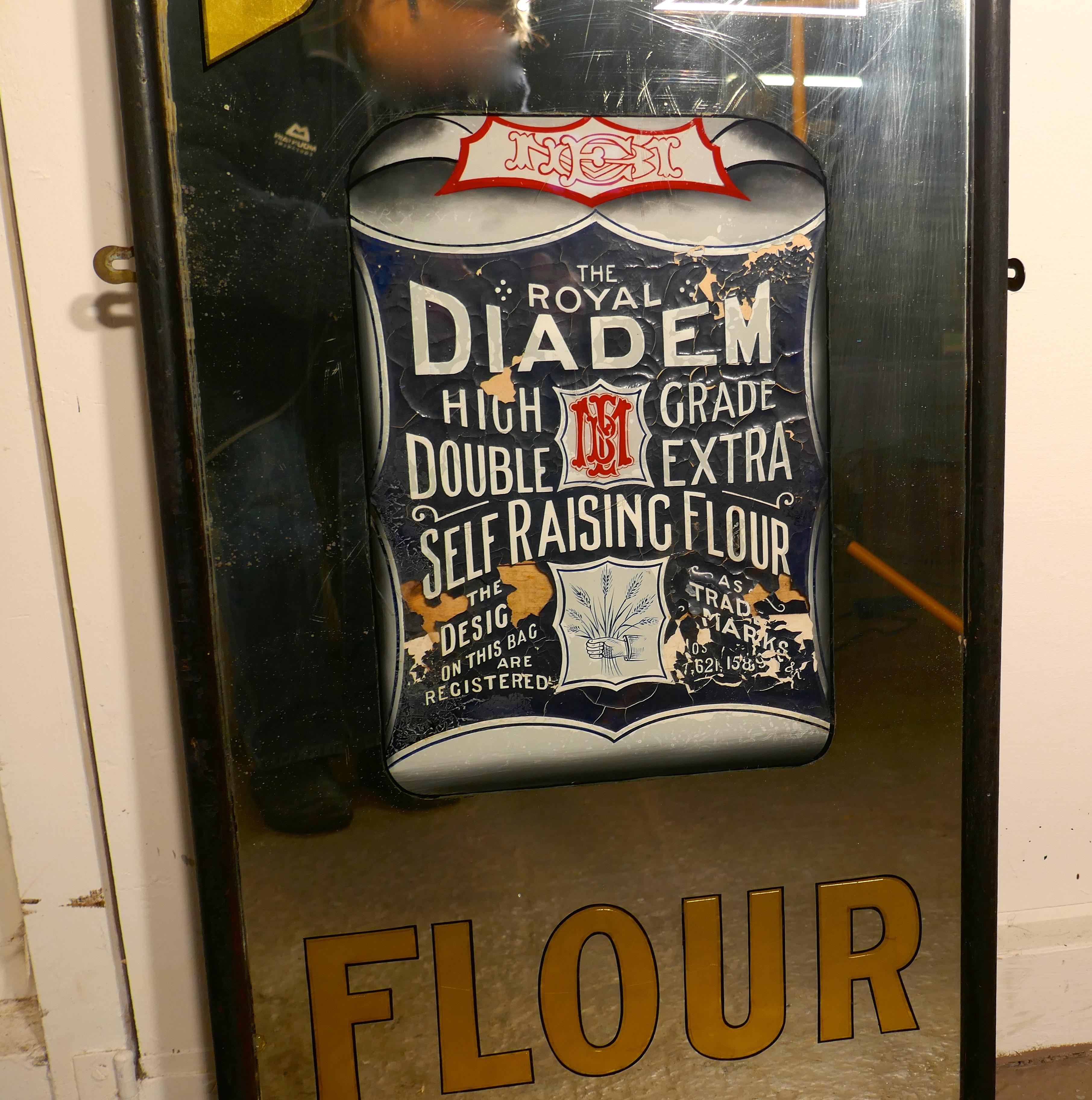 Tall Art Deco Advertising Mirror, Diadem Flour In Good Condition In Chillerton, Isle of Wight