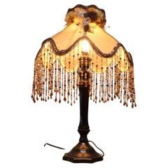 Tall Art Deco Bakelite Table Lamp with Beaded Shade