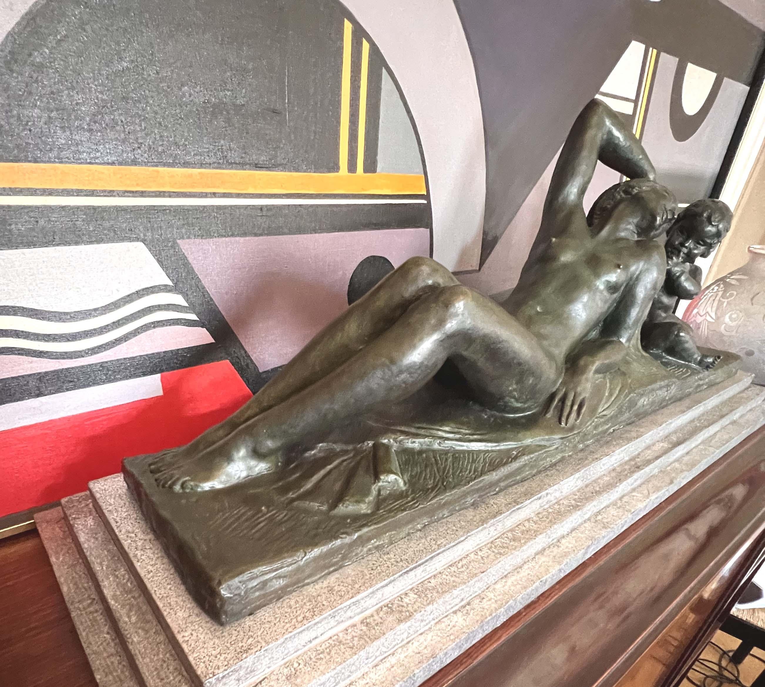 Tall Art Deco Bronze Sculpture by Louis Marcel Botinelly 6
