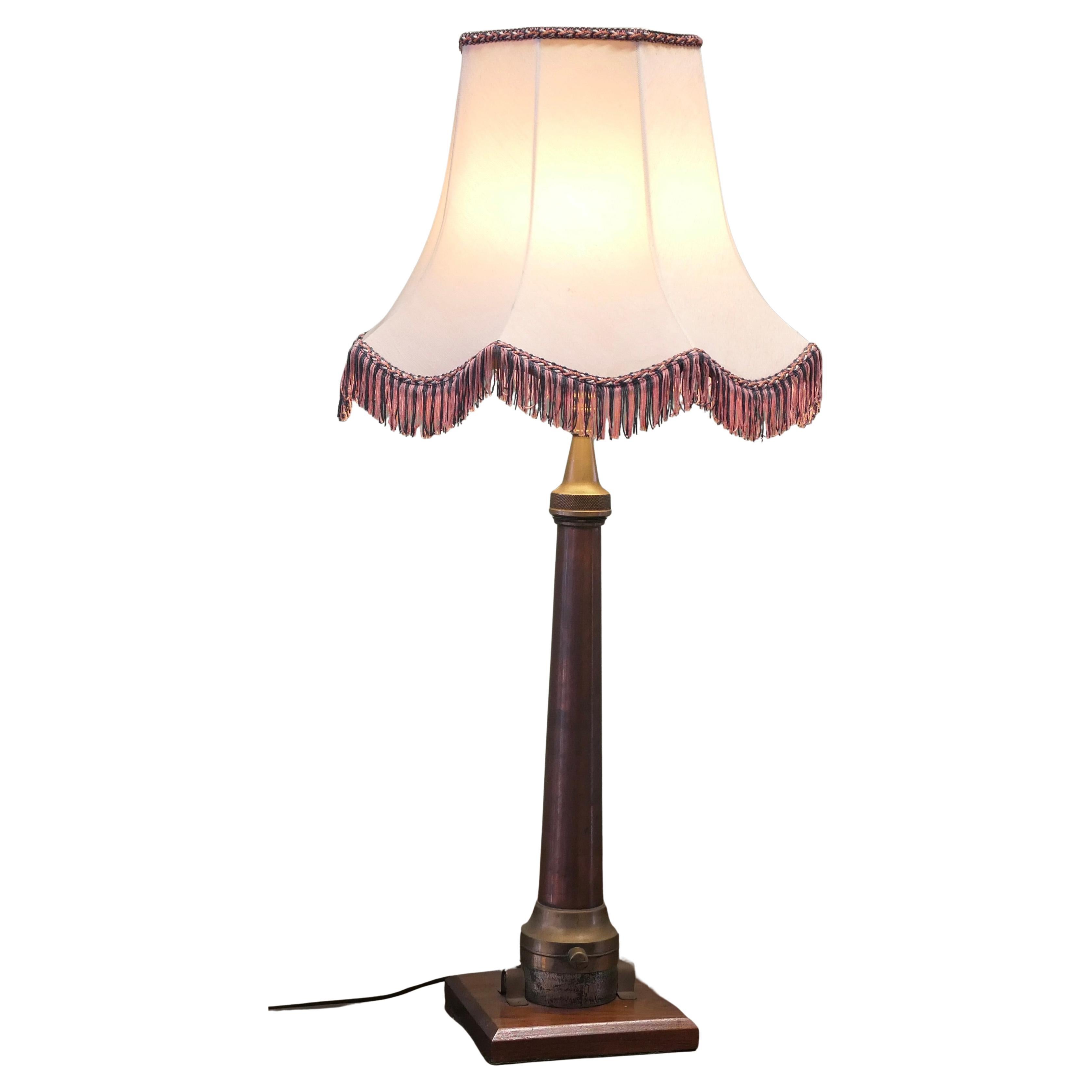 Tall Art Deco Fire Hose Copper and Brass Table Lamp For Sale
