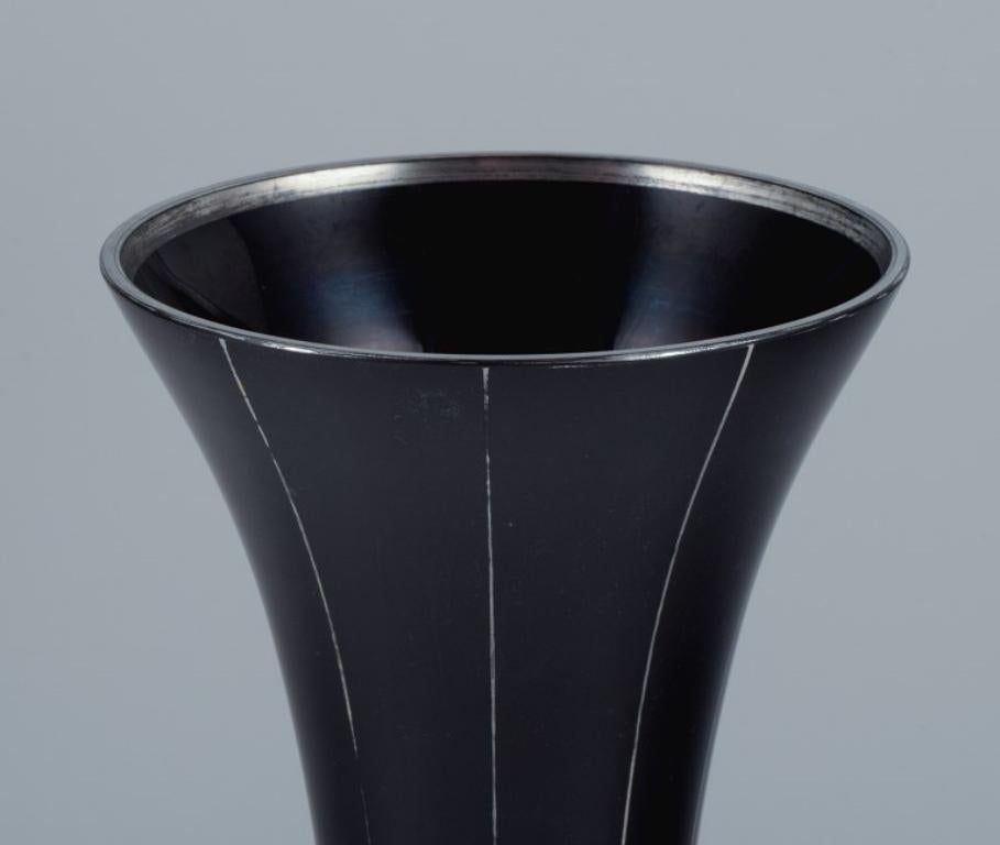 Glazed Tall Art Deco Glass Vase, Germany, 1930-1940s.  For Sale