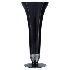 Vintage Tall Art Deco Glass Vase, Germany, 1930-1940s. 