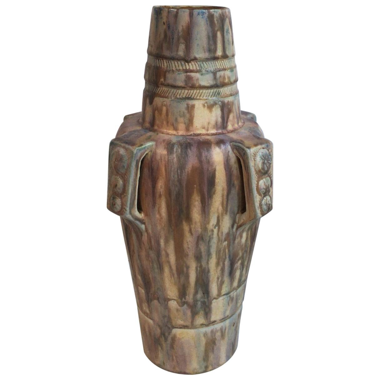 Tall Art Deco Pottery Vase Charles Greber, circa 1930 For Sale