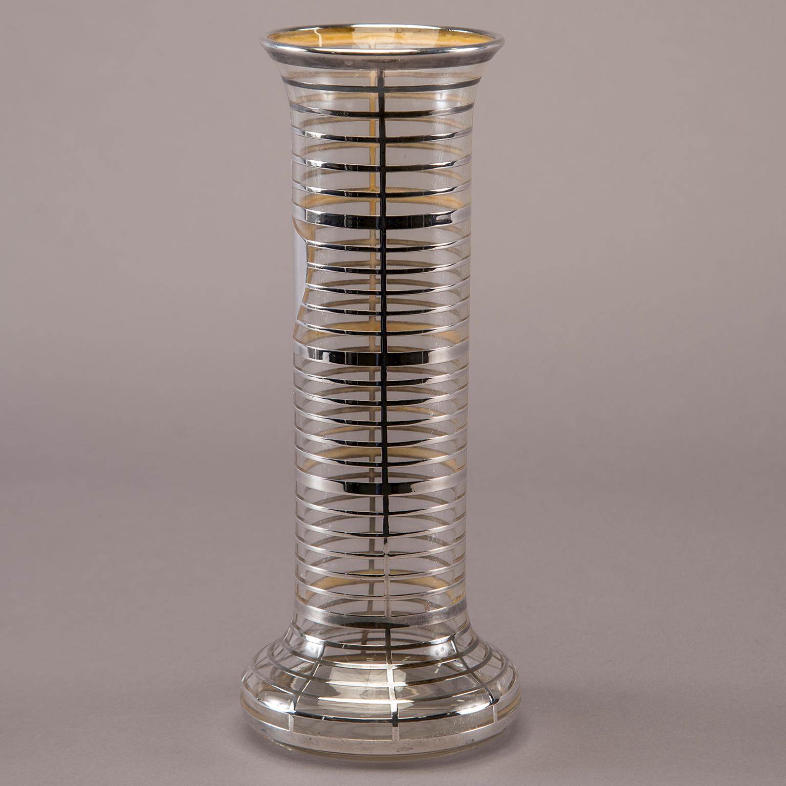 Tall Art Deco Silver Overlay Vase In Good Condition For Sale In Troy, MI