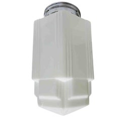 Tall Art Deco Stepped Skyscraper Ceiling Glass Globe Pendant, 4 Available