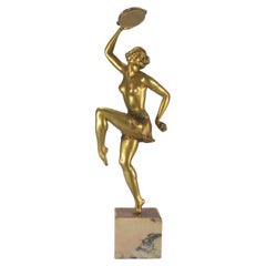 große Art-Deco-Tambourin-Tänzerin-Figur