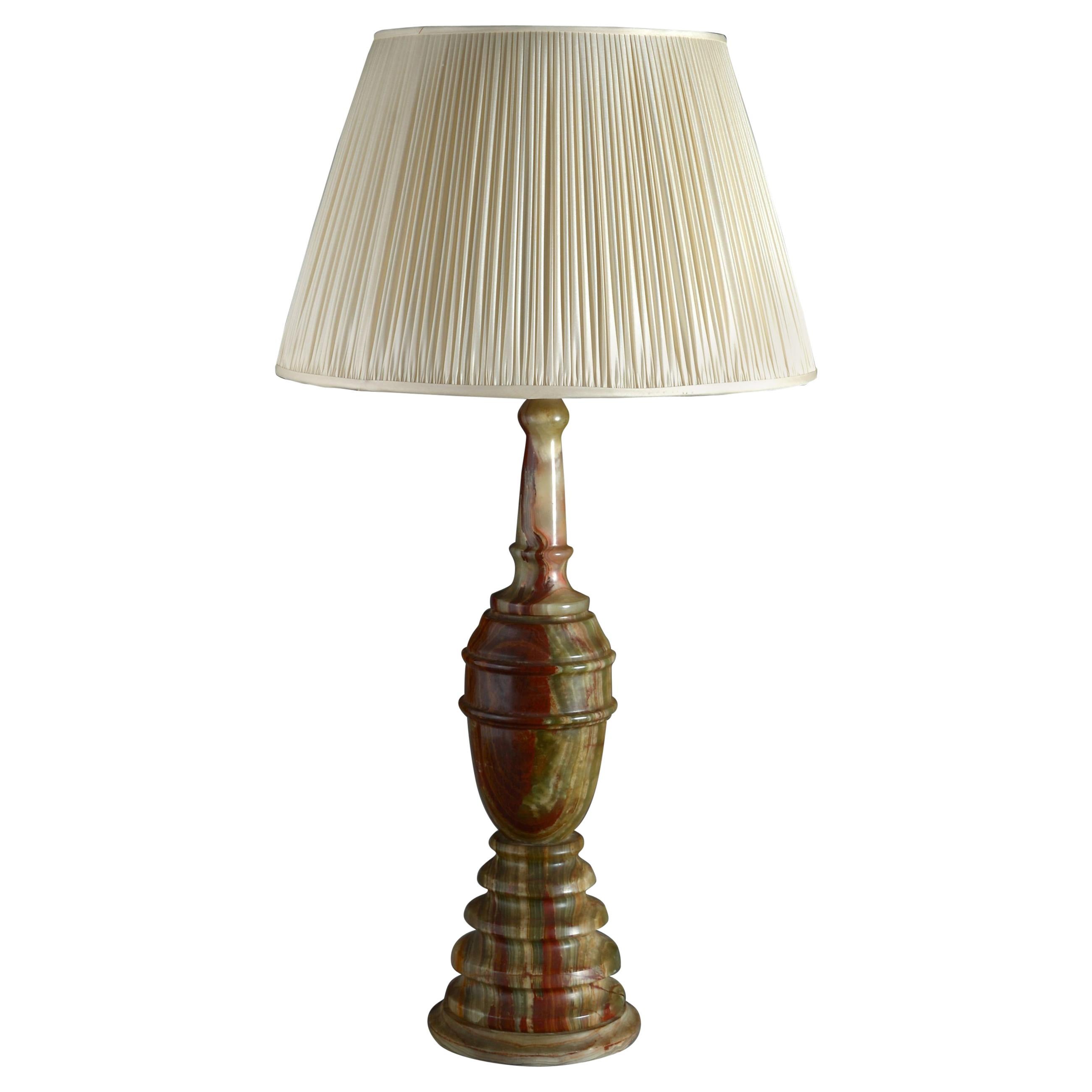 Tall Art Deco Turned Onyx Table Lamp