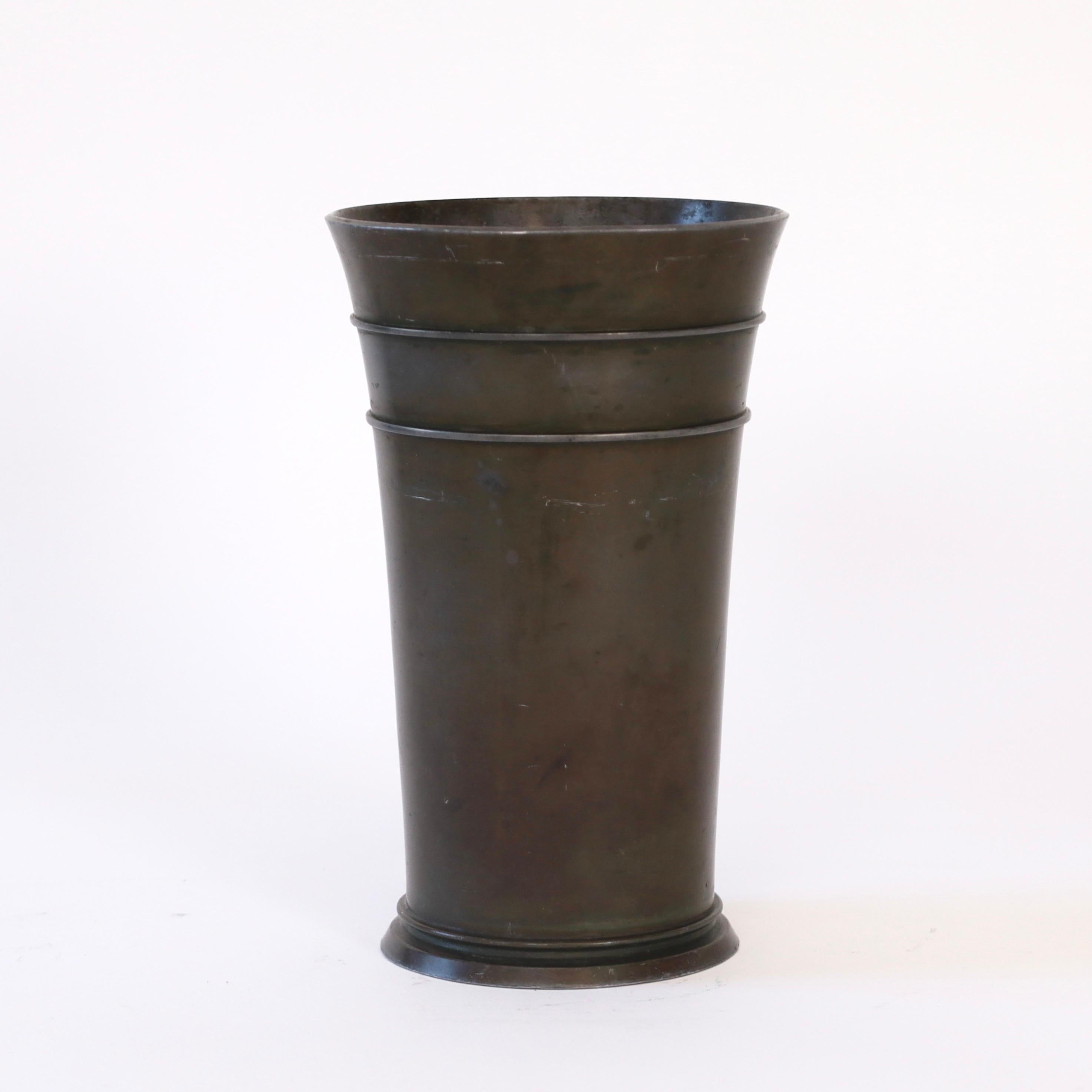 Metal Tall Art deco vase by Just Andersen, 1930s, Denmark For Sale