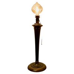 Tall Art Deco Walnut and Copper Table Lamp   