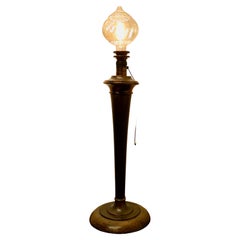 Tall Art Deco Walnut and Copper Table Lamp