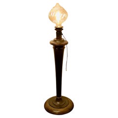 Tall Art Deco Walnut and Copper Table Lamp   