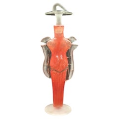 Tall Art Glass Figurative Perfume Bottle with Stopper by Elena Graure Manta