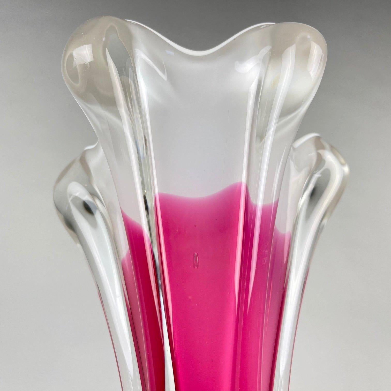 20th Century Tall Art Glass Vase by Josef Hospodka for Chribska Glassworks, 1960's For Sale