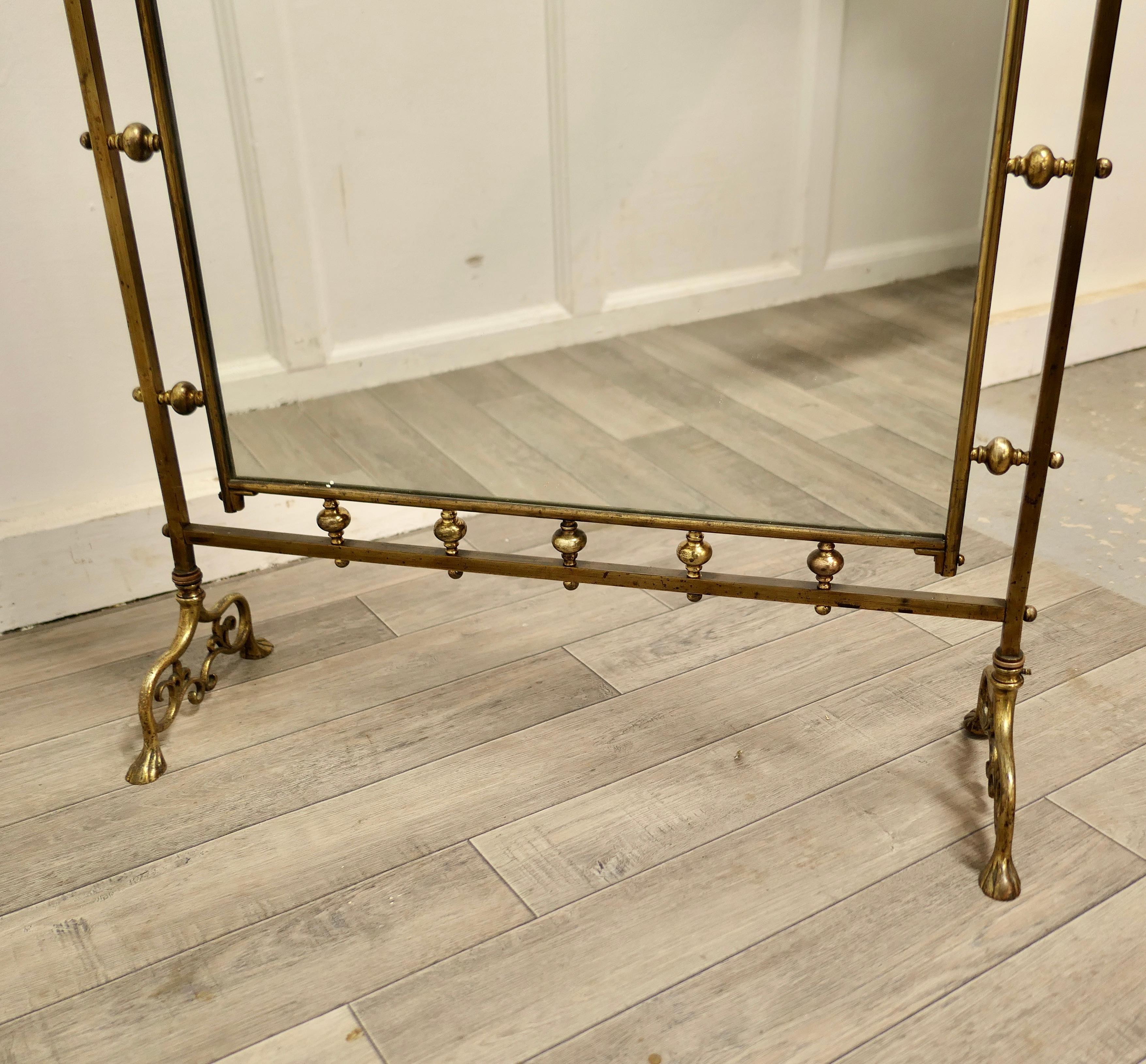 19th Century Tall Art Nouveau Brass and Mirror Fire Screen For Sale