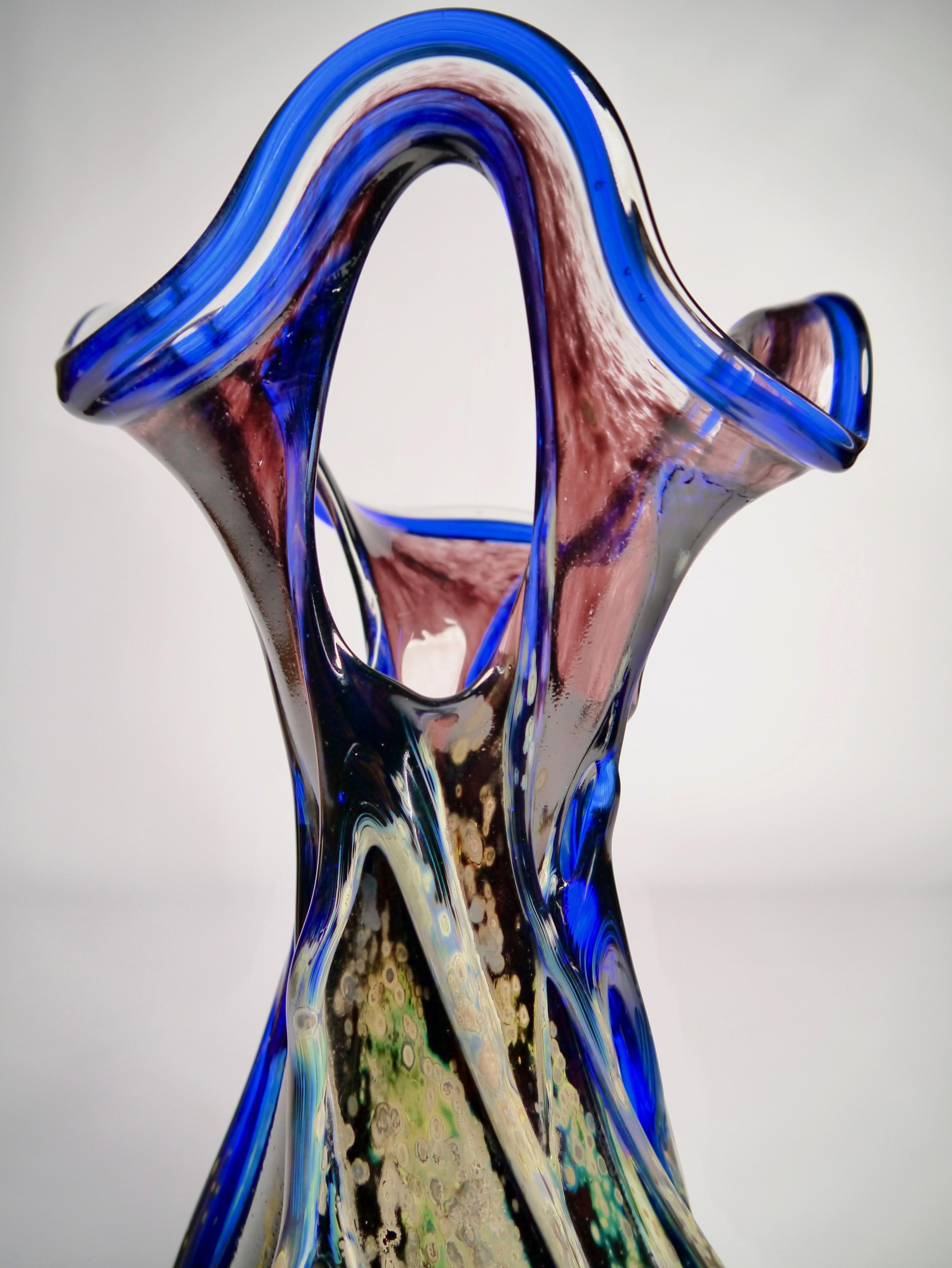 European Tall Art Nouveau Glass Vase