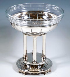 Tall Art Nouveau Silver Centerpiece With Glass Bowl, F. Schlesinger Vienna, 1900