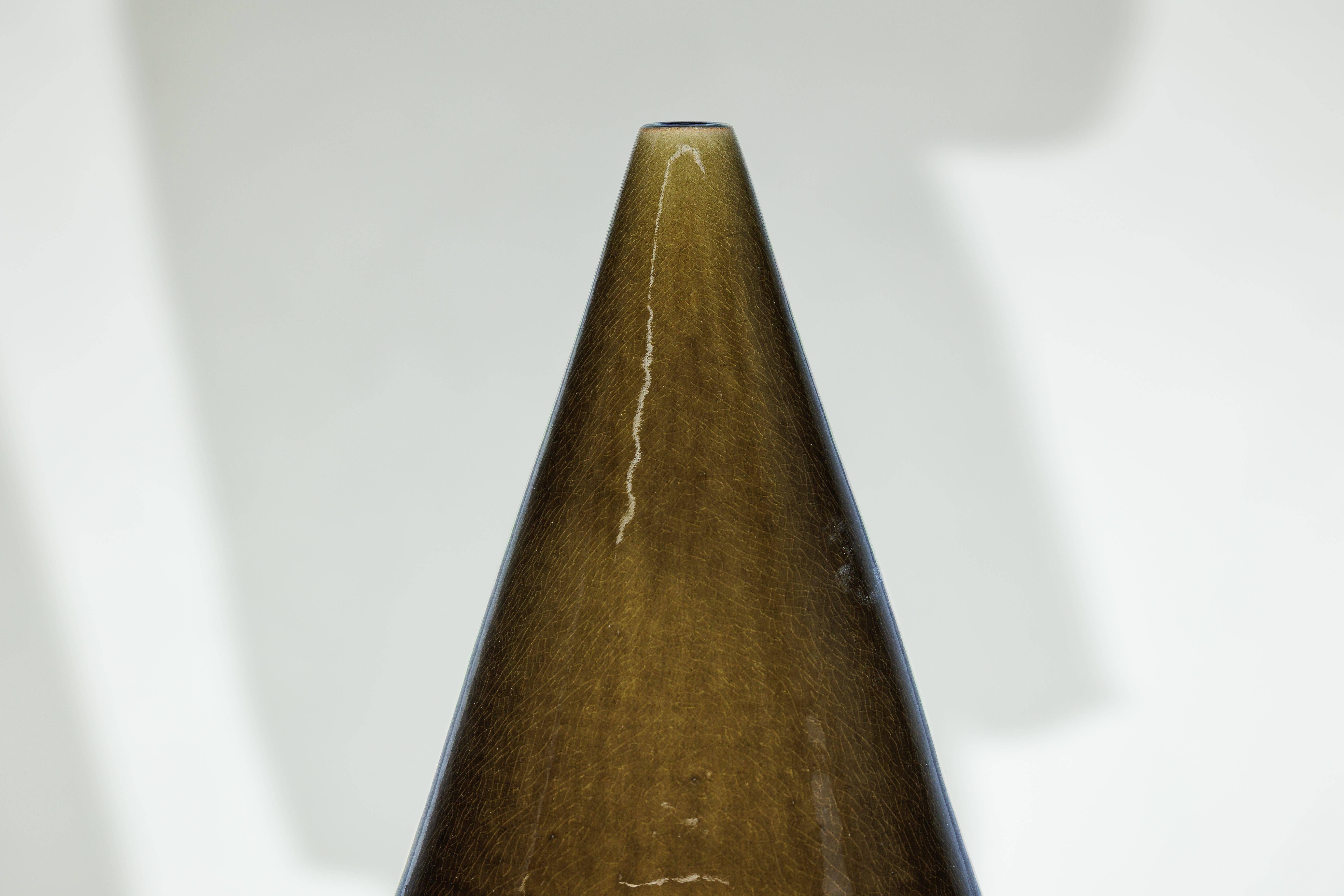 Große Vase aus Keramik in Burgund und brauner Glasur mit Teardrop Silhouette im Angebot 7