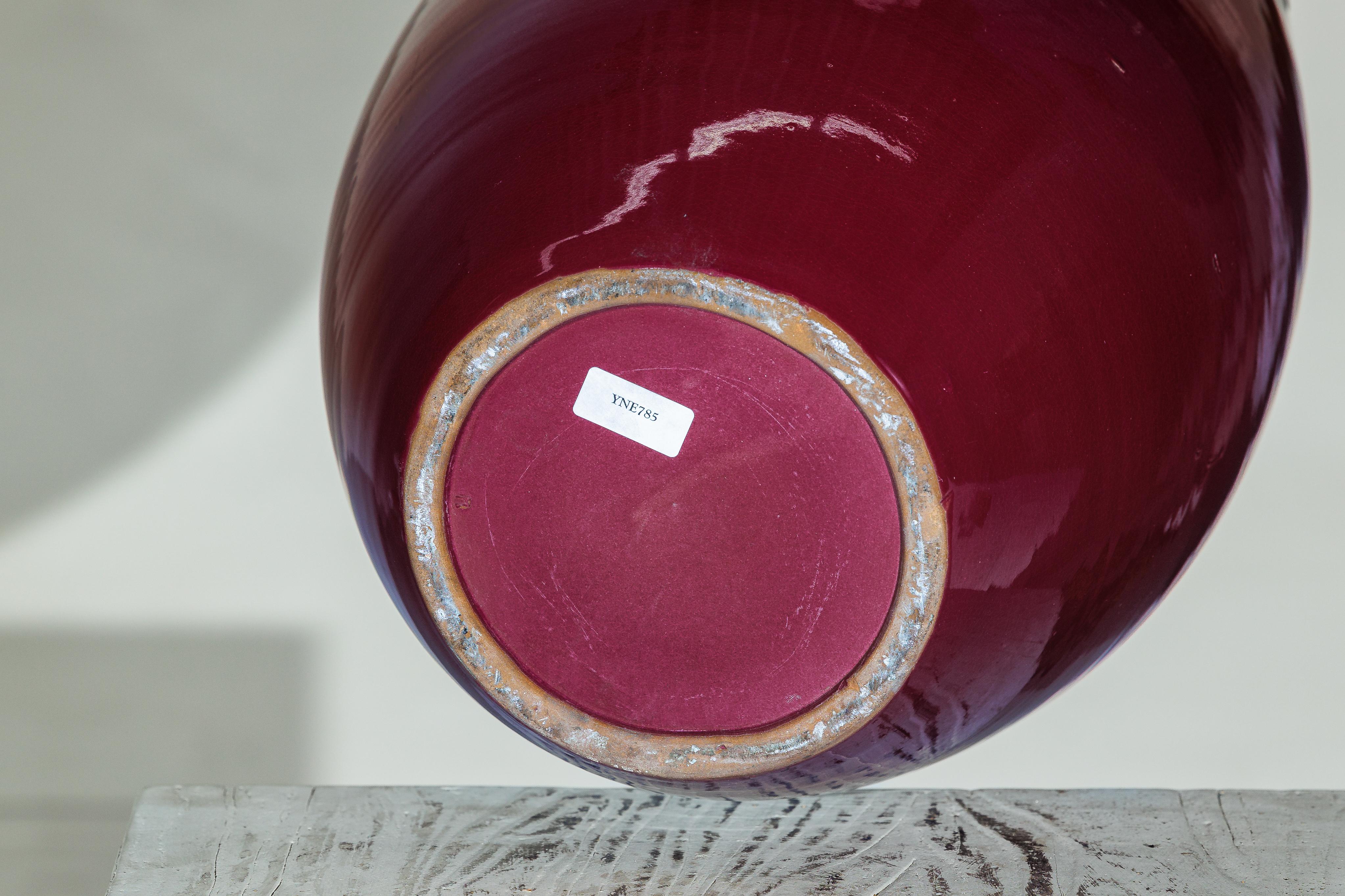 Große Vase aus Keramik in Burgund und brauner Glasur mit Teardrop Silhouette im Angebot 10