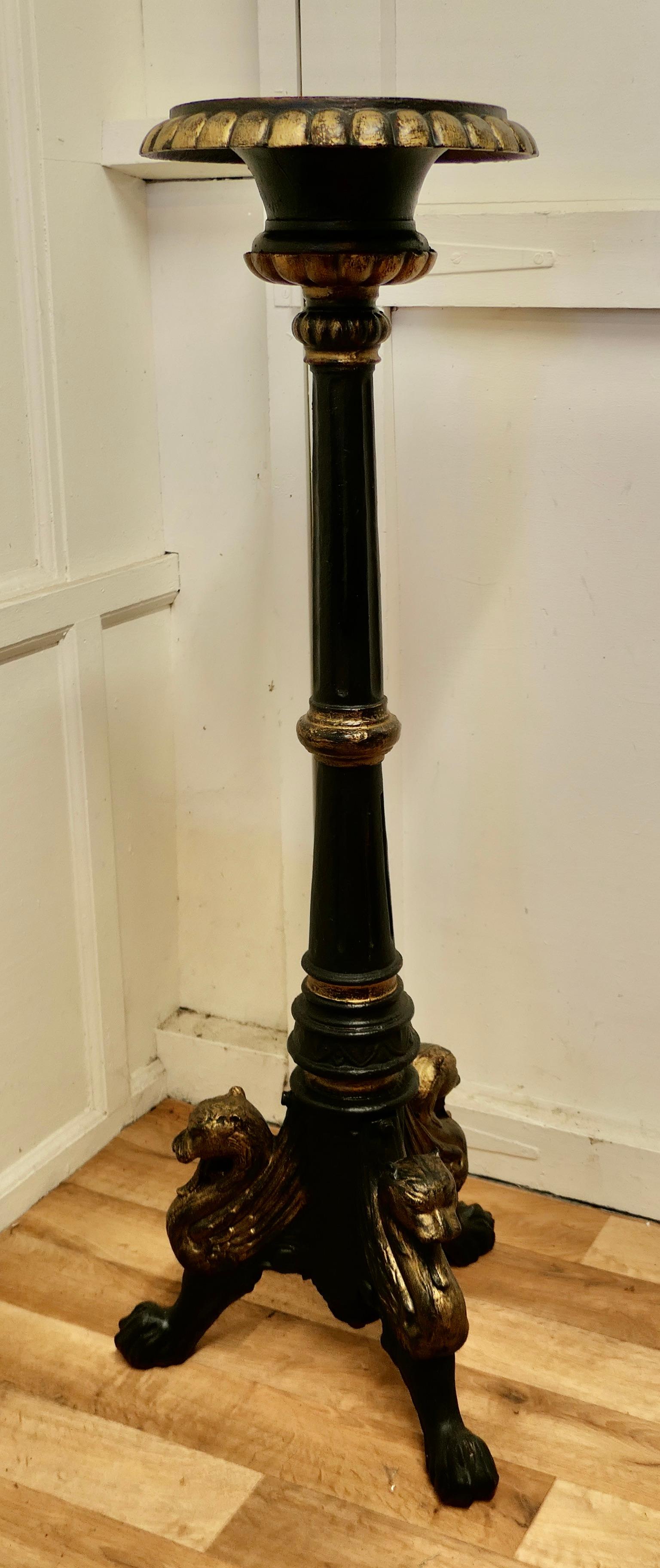 Tall Arts & Crafts Cast Iron Candle Stick or Torchère For Sale 1