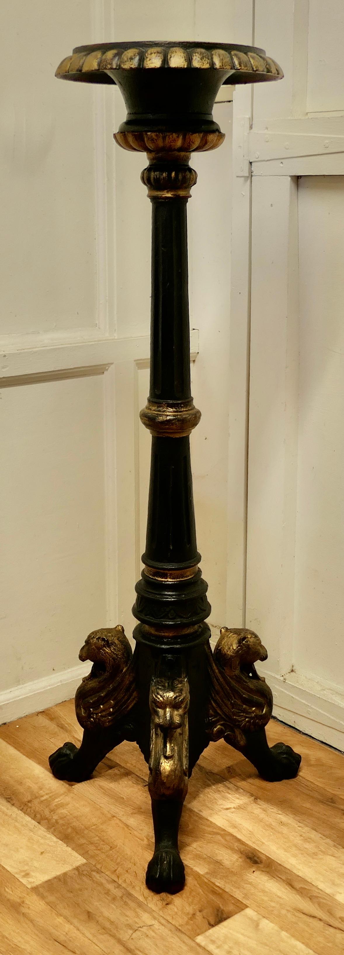 Tall Arts & Crafts Cast Iron Candle Stick or Torchère For Sale 2