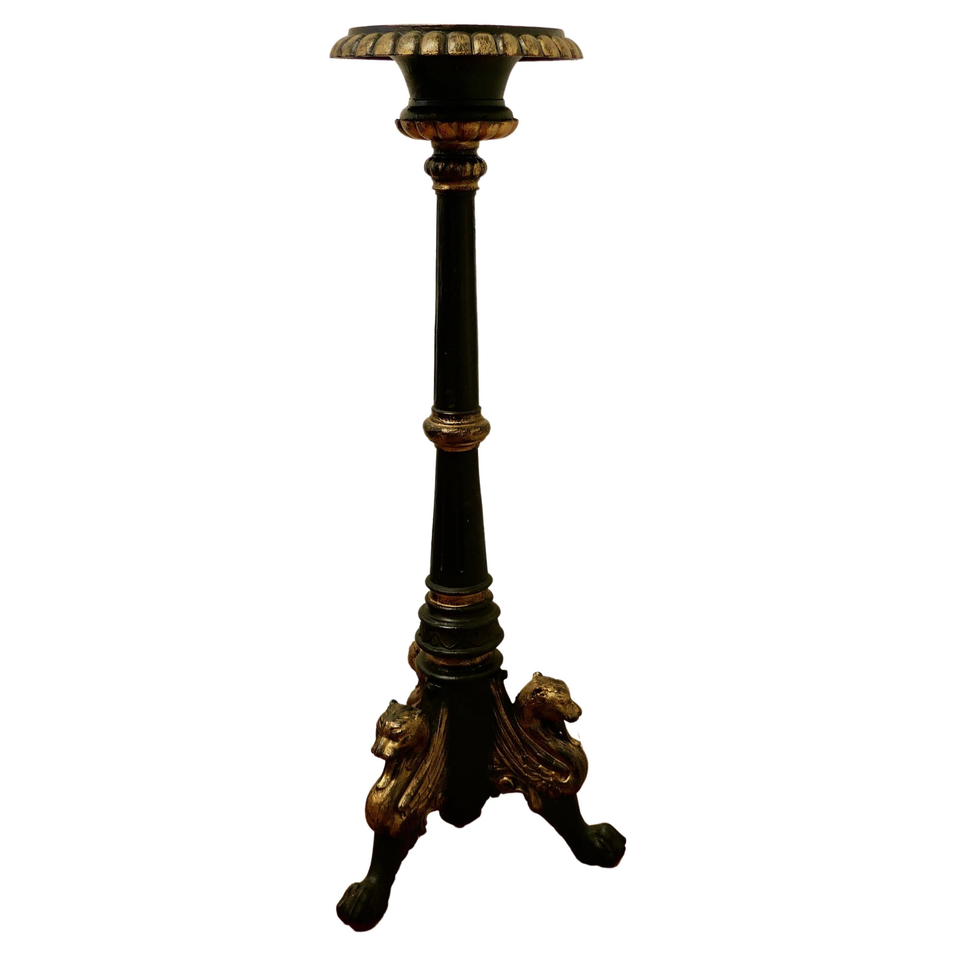 Tall Arts & Crafts Cast Iron Candle Stick or Torchère For Sale