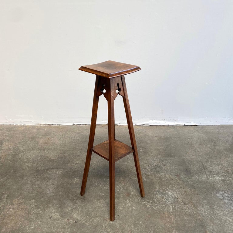 Tall Arts and Crafts Style Antique Oak Stand at 1stDibs