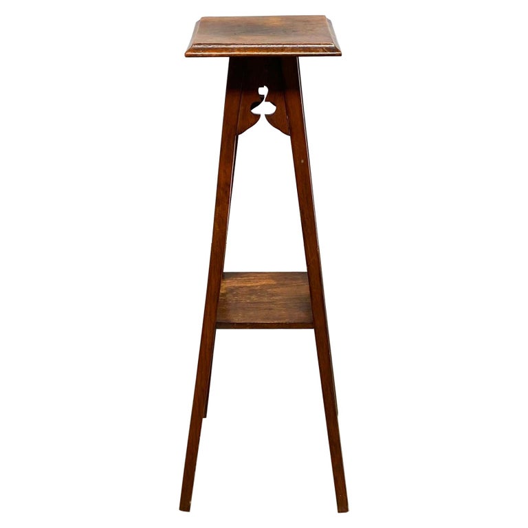 Tall Arts and Crafts Style Antique Oak Stand at 1stDibs