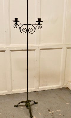 Tall Arts and Crafts Wrought Iron Candle Stick or Torchère