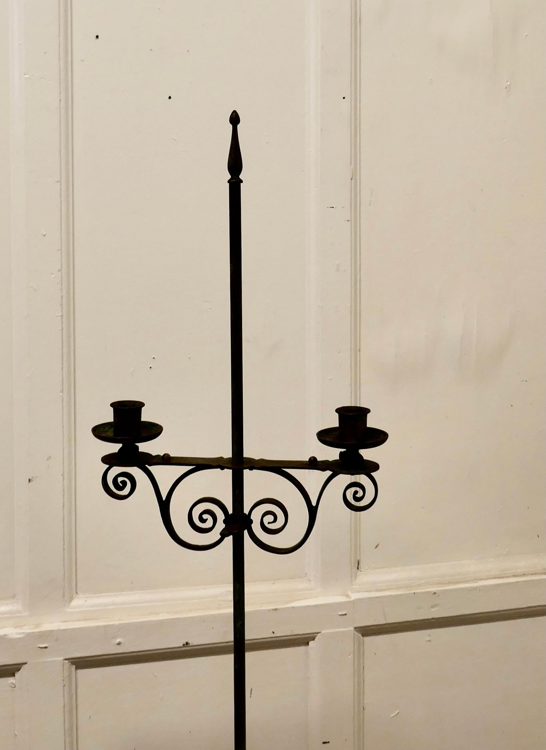 Tall Arts and Crafts Wrought Iron Candle Stick or Torchère In Good Condition For Sale In Chillerton, Isle of Wight