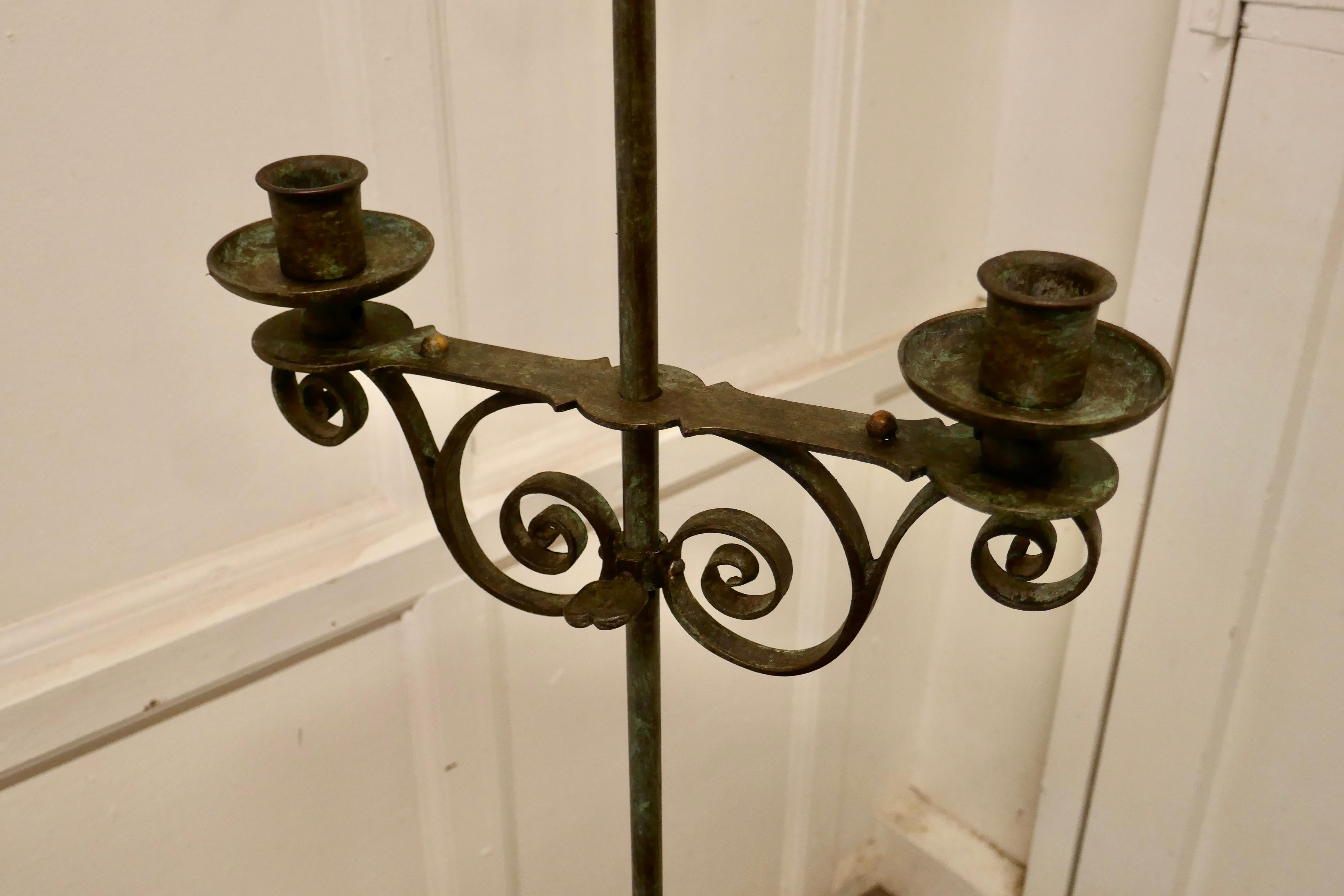 Tall Arts and Crafts Wrought Iron Candle Stick or Torchère For Sale 1